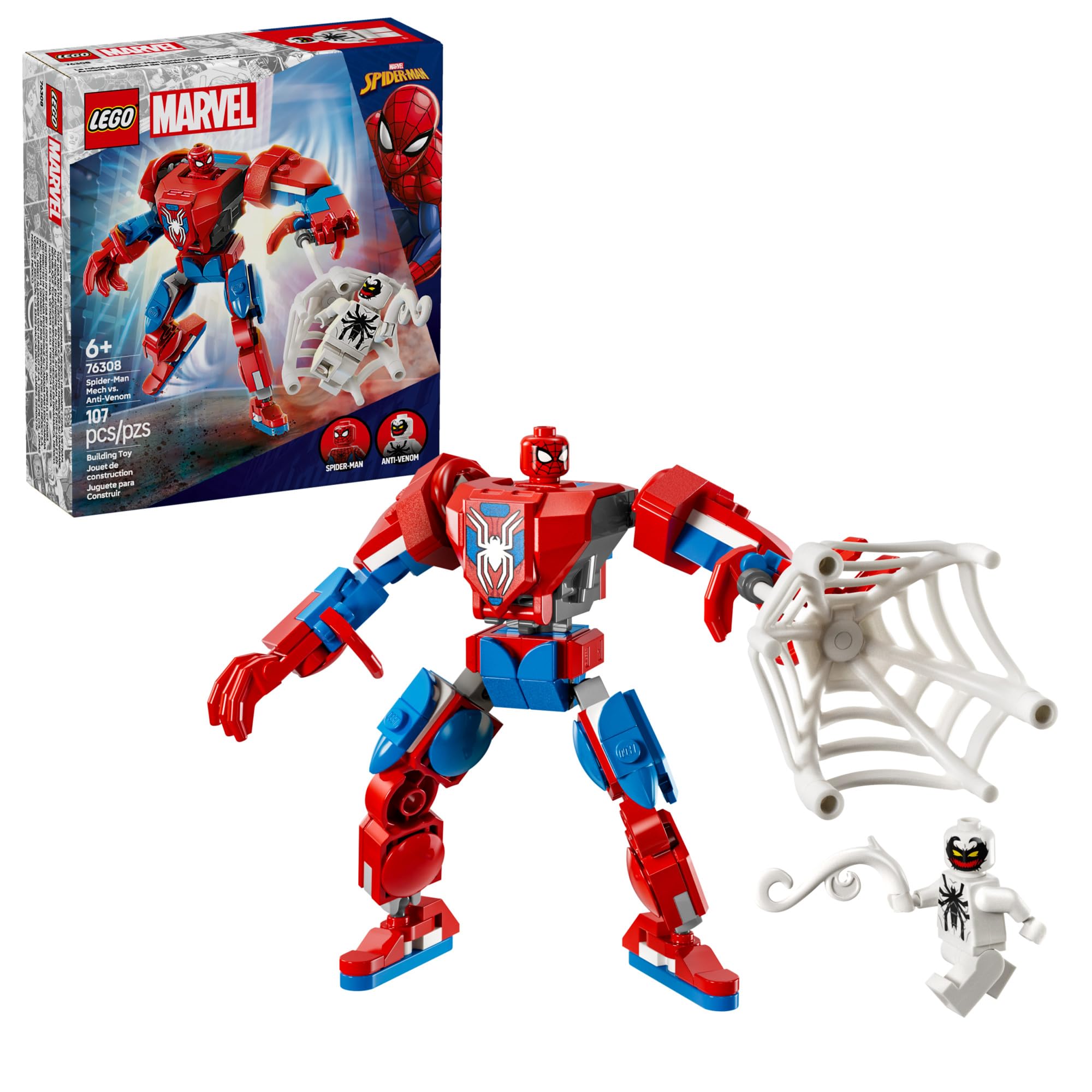 LEGO Marvel Spider-Man Mech vs. Anti-Venom Building Blocks Set - 76308 Superhero Toy for Kids Ages 6+ | Buildable Action Figures for Boys & Girls | Perfect Birthday Gift for Marvel Fans | Creative Play & Collectible Display