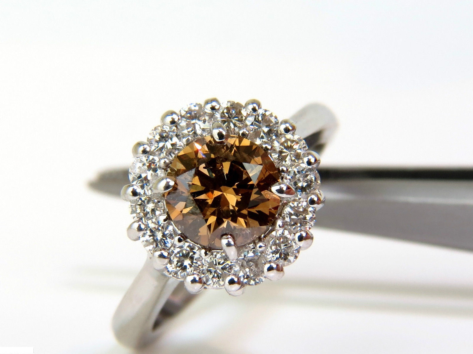 2.01CT Natural Fancy Orange Brown Diamond Cluster Halo Ring - G/VS Full Cuts - Elegant Engagement, Wedding & Anniversary Jewelry Gift