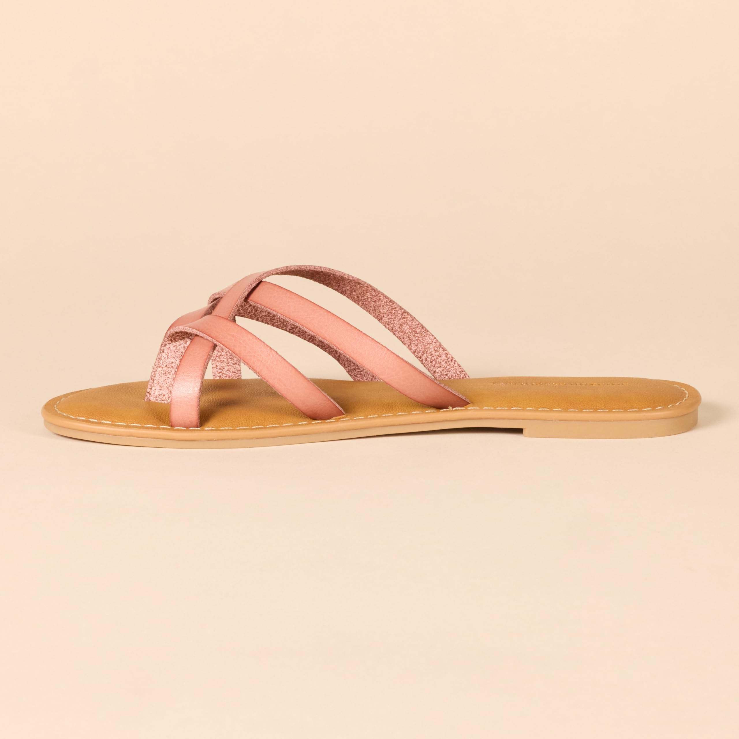 Amazon Essentials Women's Strappy Slide Flat Sandal - Comfortable Summer Casual Shoes for Beach, Pool, and Outdoor Wear