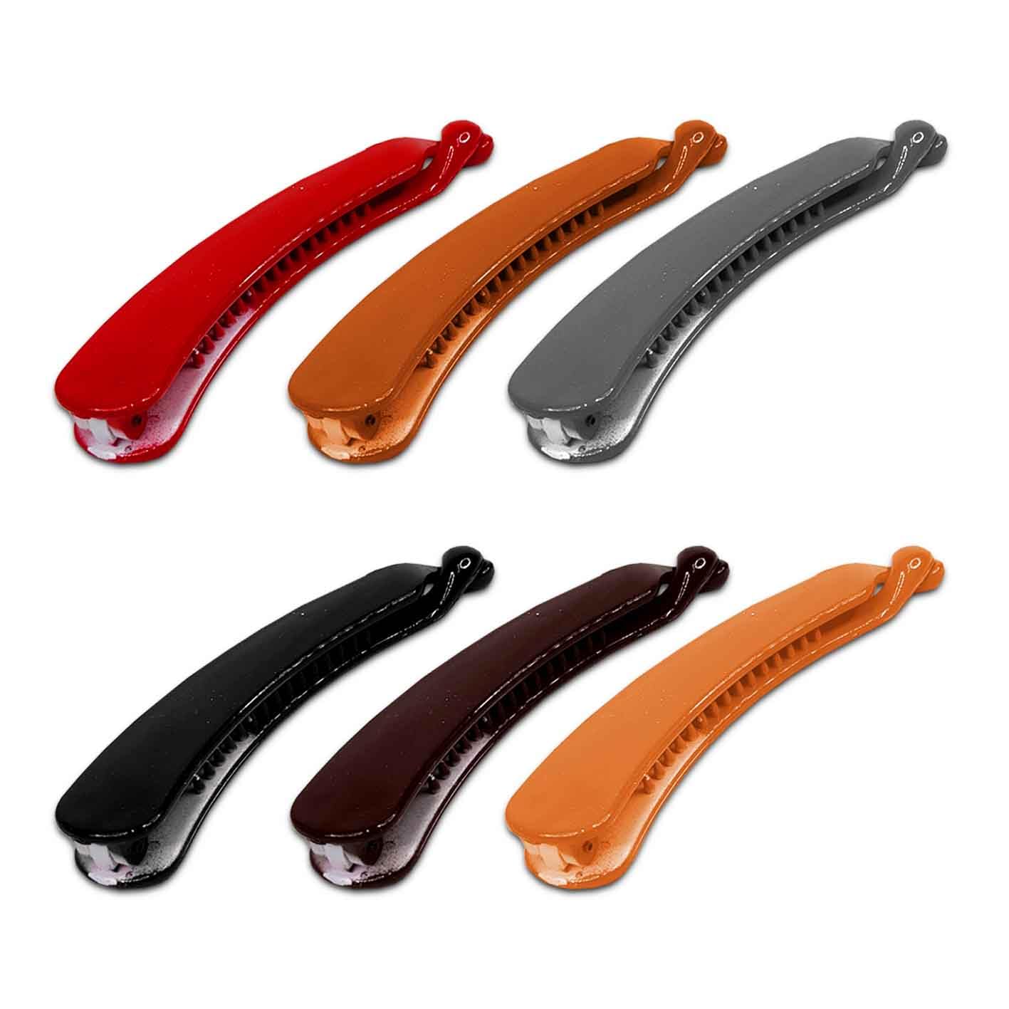 Trendy Glossy Sprinkle Banana Hair Clips for Women & Girls - Strong Hold Fashion Hair Clutchers (Pack of 6, Multi-Color) - Perfect for Everyday Use, Parties & Special Occasions
