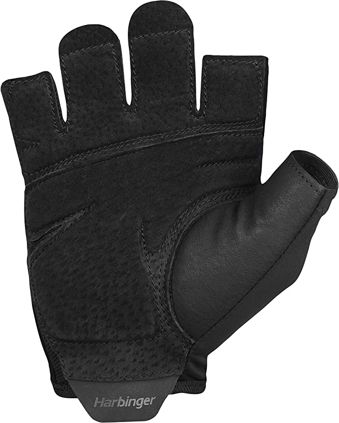 Harbinger Unisex Training Grip Gloves 2.0 - Black | Weight Lifting, CrossFit & Gym Workout Gloves for Men & Women