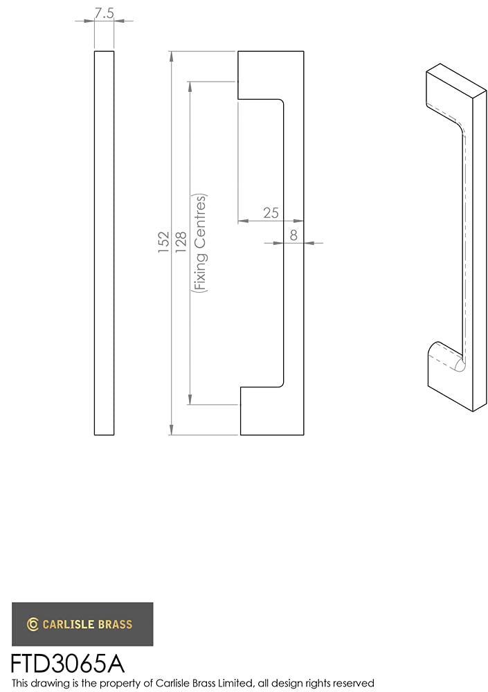 FTD3030ACP Chrome Pull Handle for Cabinets & Drawers