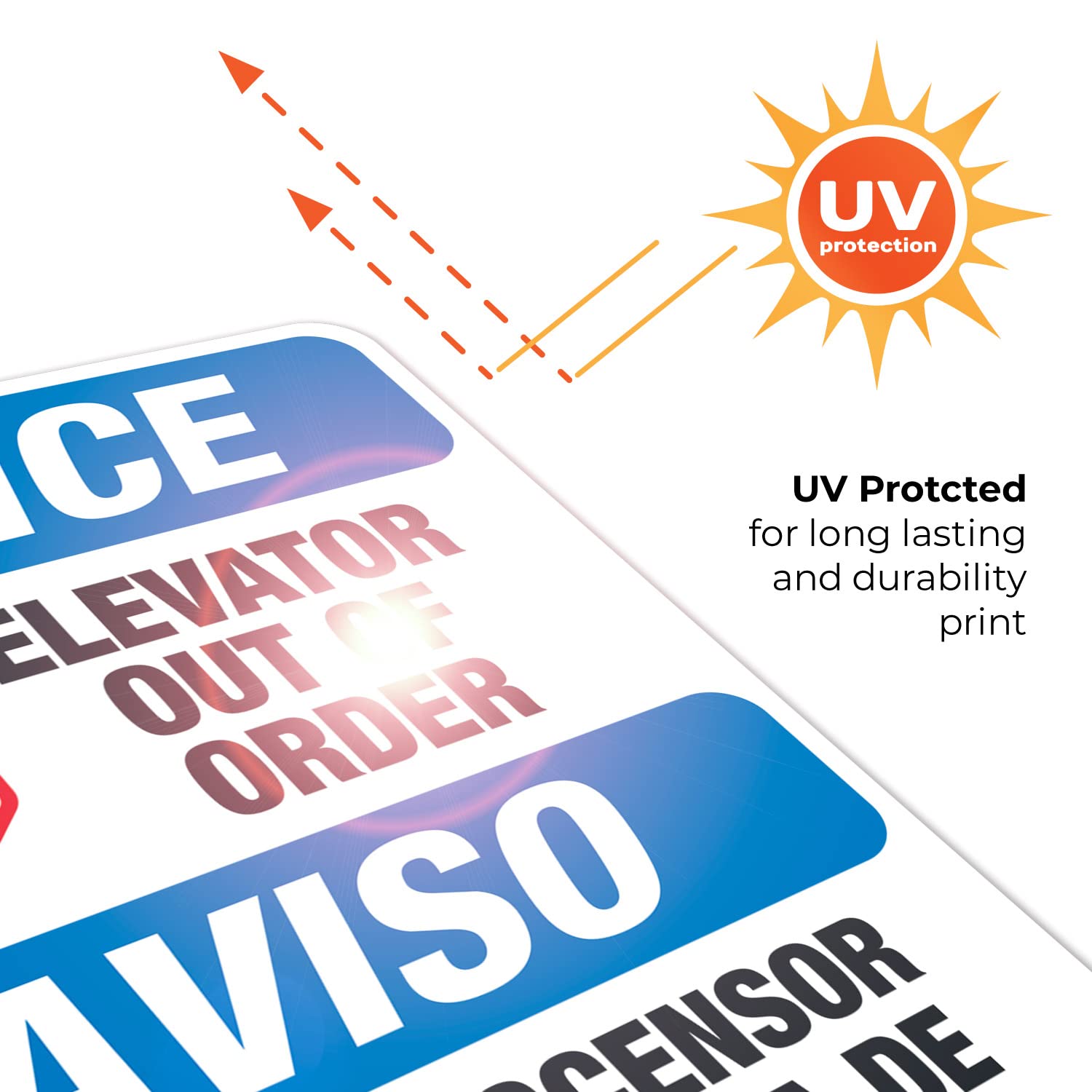 Out of Order Elevator Bilingual Sign (English/Spanish) - OSHA Compliant 24x30 Inches - Rust-Free .063 Aluminum for Indoor & Outdoor Use - Fade Resistant - Made in USA - Perfect for Buildings, Offices & Public Spaces