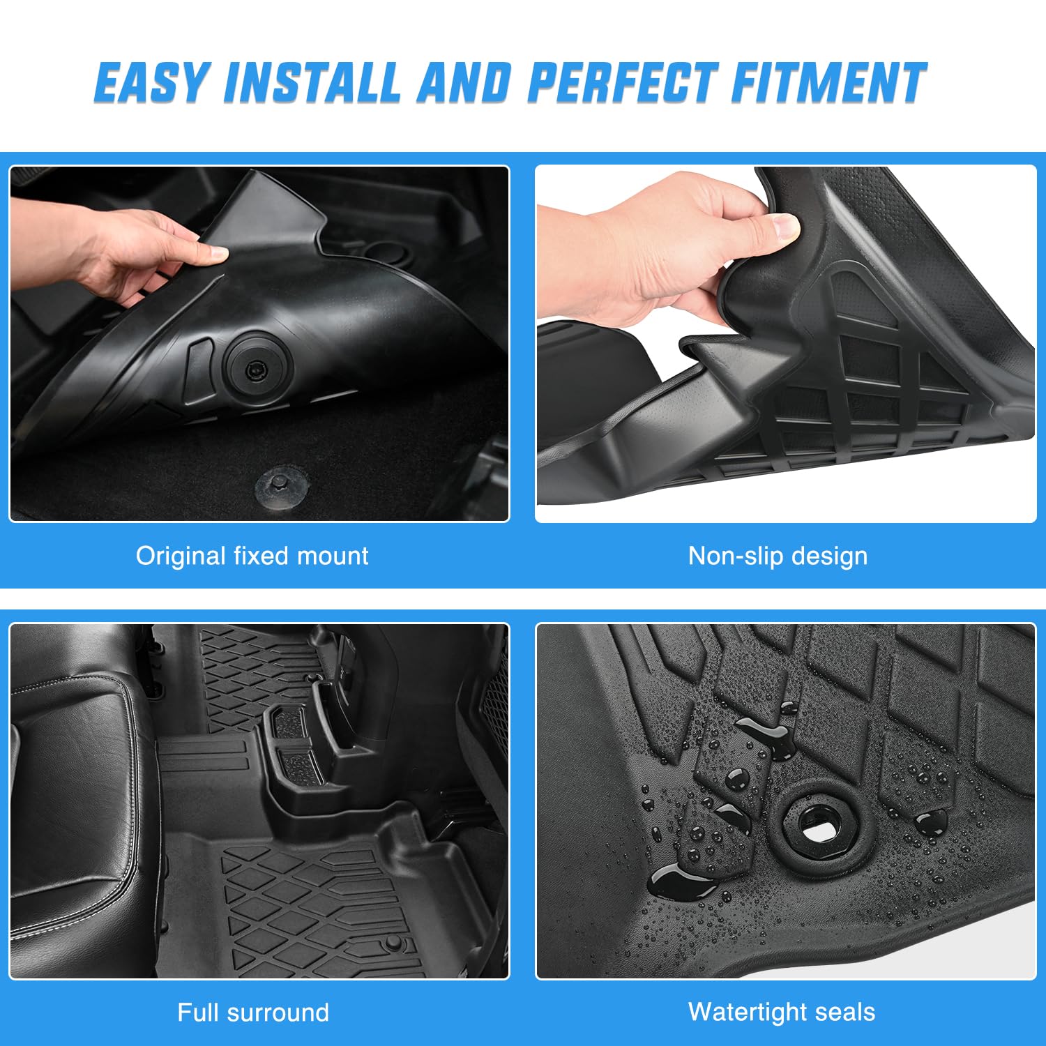 Nilight Custom Fit All-Weather TPE Floor Mats for Chevy Malibu 2016-2025 - Heavy Duty Car Floor Liners for Rain, Snow & Mud Protection - Perfect for Daily Commute, Road Trips & Outdoor Adventures