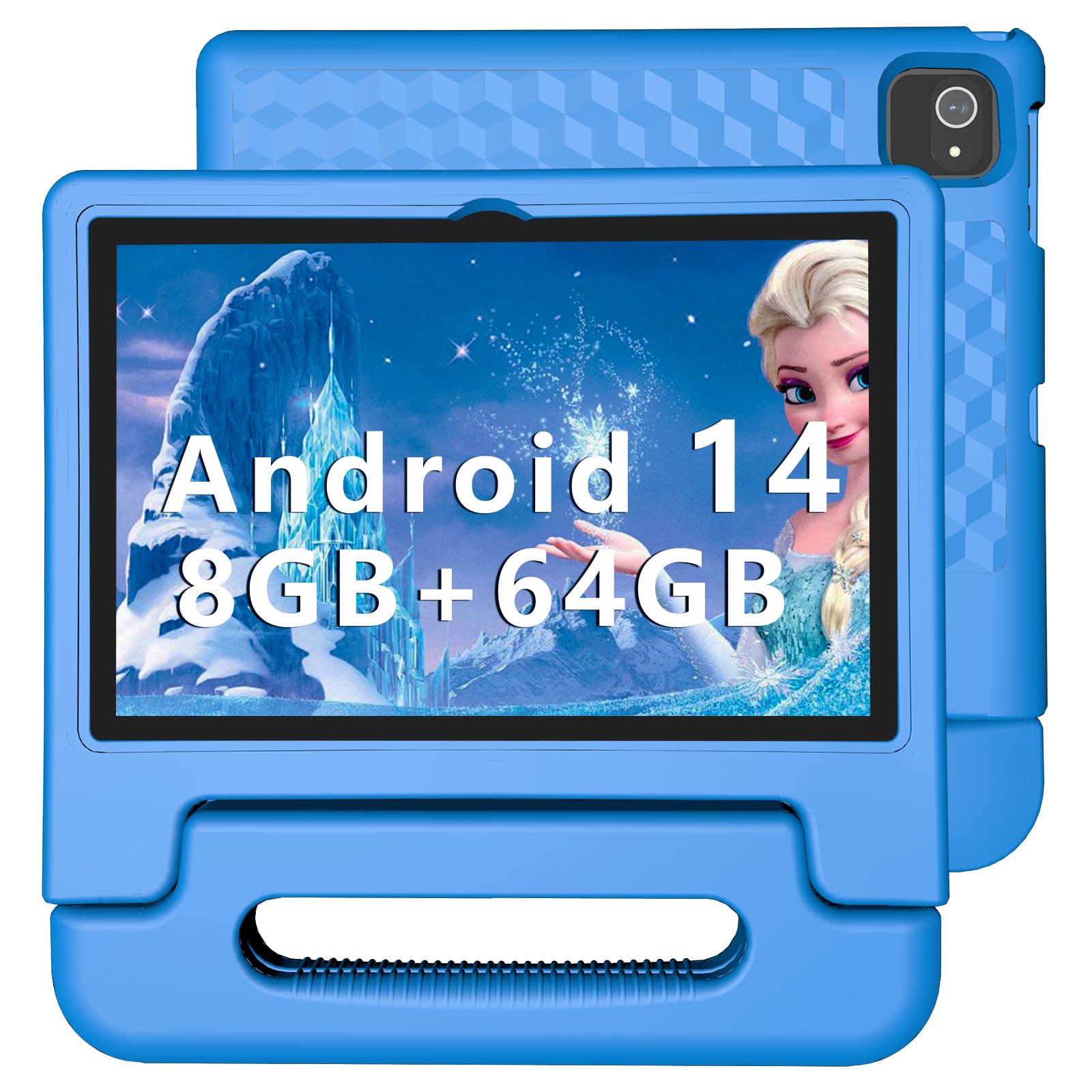 10 Inch Kids Tablet with Android 14 | 8GB RAM 64GB ROM Octa-Core Fast-Charging | Shockproof Case, Bluetooth, WiFi, Parental Control, Dual Camera, GPS | Perfect for Learning, Games & Travel Entertainment