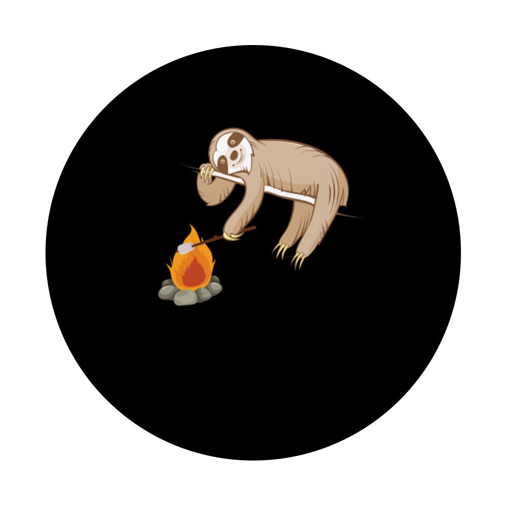 Camping Sloth PopSockets PopGrip - Swappable Phone Grip with Adorable Sloth, Campfire & Marshmallow Design for iPhone, Samsung & Tablets - Perfect for Outdoor Adventures, Travel & Daily Use