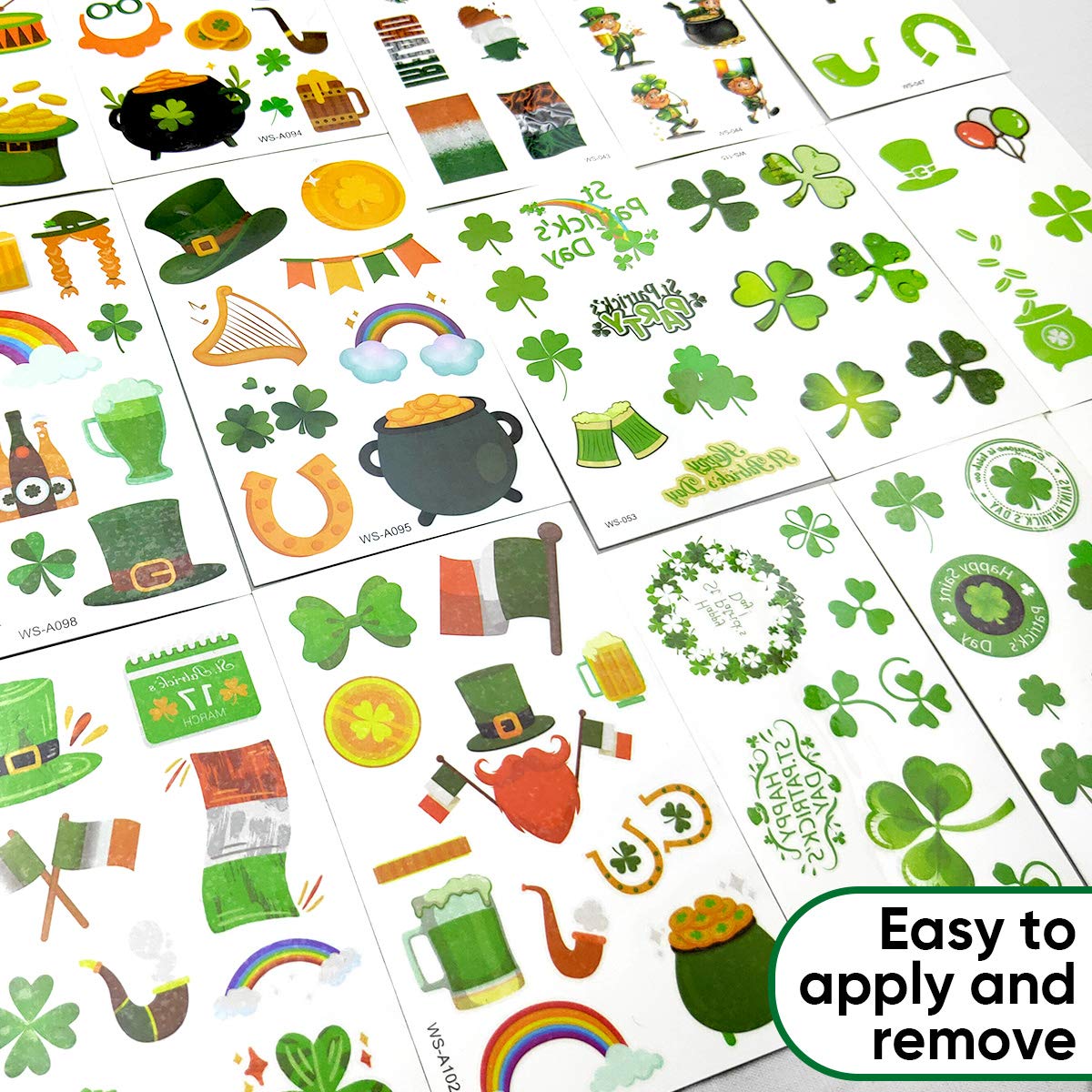 168 PCS St. Patrick's Day Temporary Tattoos - Shamrock & Irish Themed Stickers for Kids & Adults - Perfect for St. Patrick's Day Parties, Parades, Festivals & Celtic Celebrations