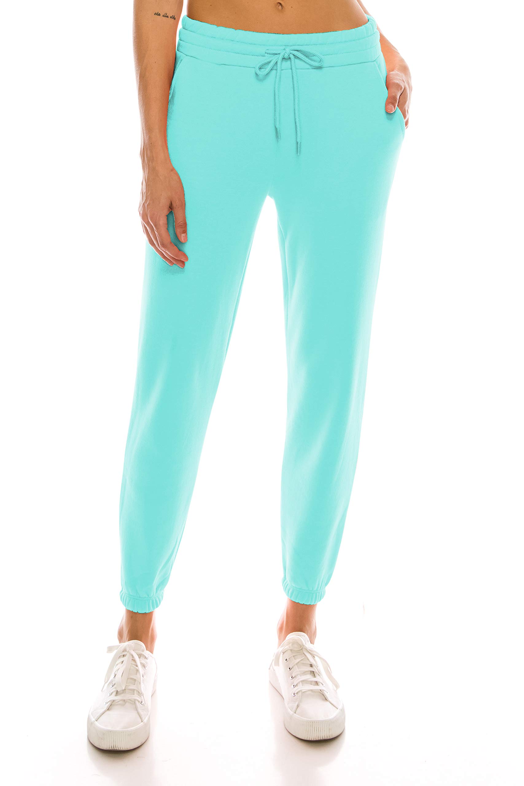 Creative Mindset Women's French Terry Jogger Sweatpants with Side Pockets - Comfortable Lounge Pants for Yoga, Running & Casual Wear