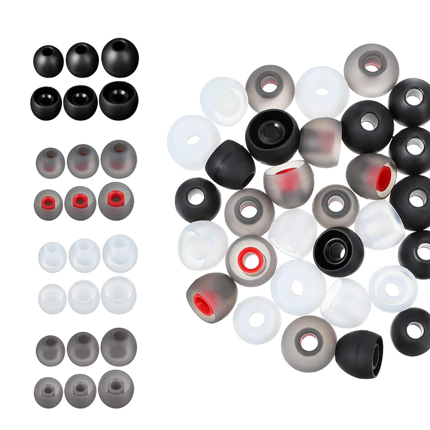 48 Pcs Silicone Replacement Earbud Tips - 3 Sizes (S/M/L) - Noise Isolating Soft Comfortable Earbuds for AirPods, Galaxy Buds & Most Wireless Earbuds - Perfect for Workouts, Commuting & Travel