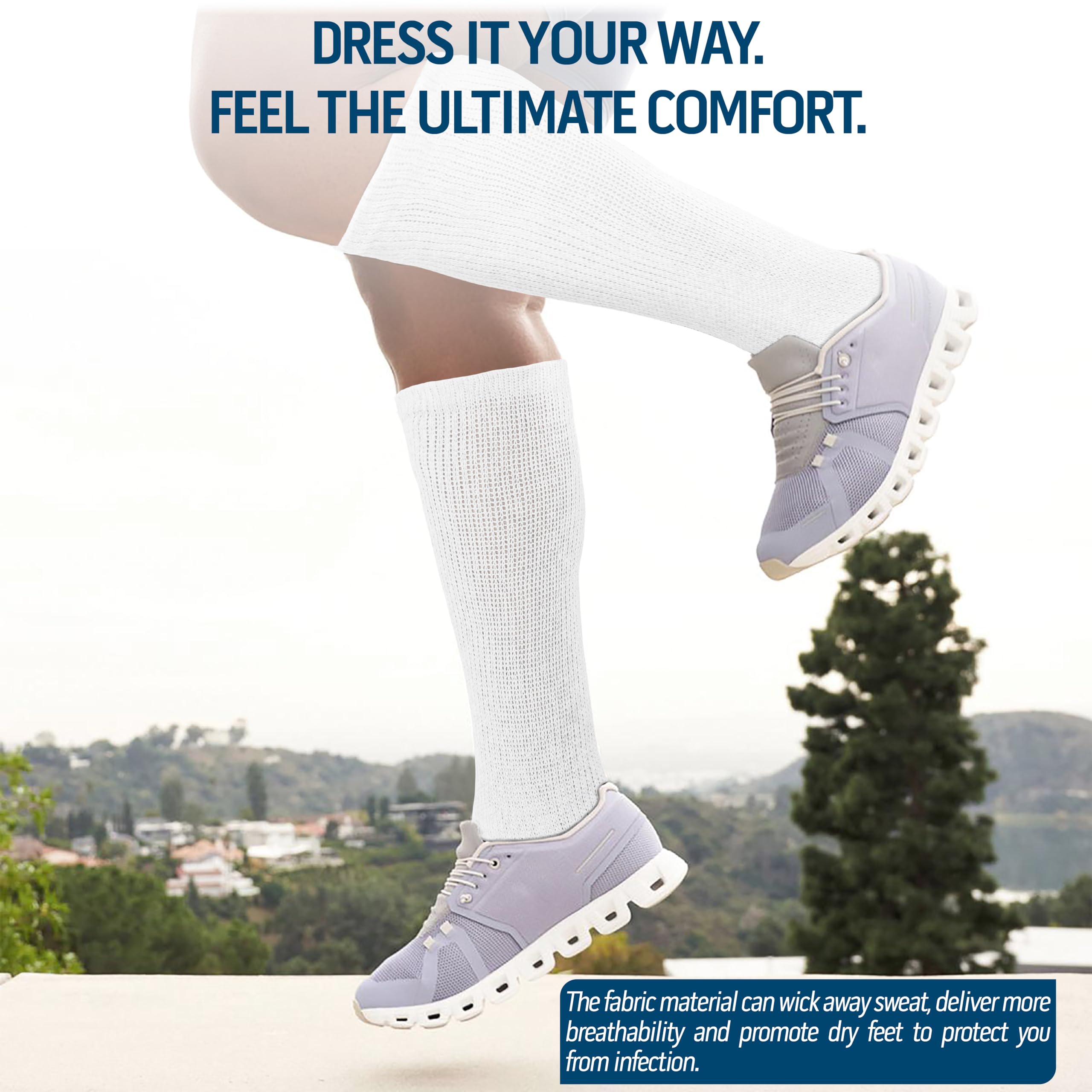 6 Pairs Diabetic Socks for Men - Over The Calf Knee High Cotton Socks for Circulation & Swelling Relief (Size 10-13, Big & Tall 13-16) - Ideal for Diabetes, Travel & Daily Comfort