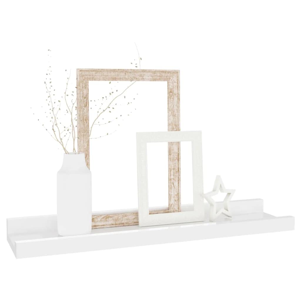 Floating Shelves for Wall - Set of 4 High Gloss White Wood Wall Shelves (15.7