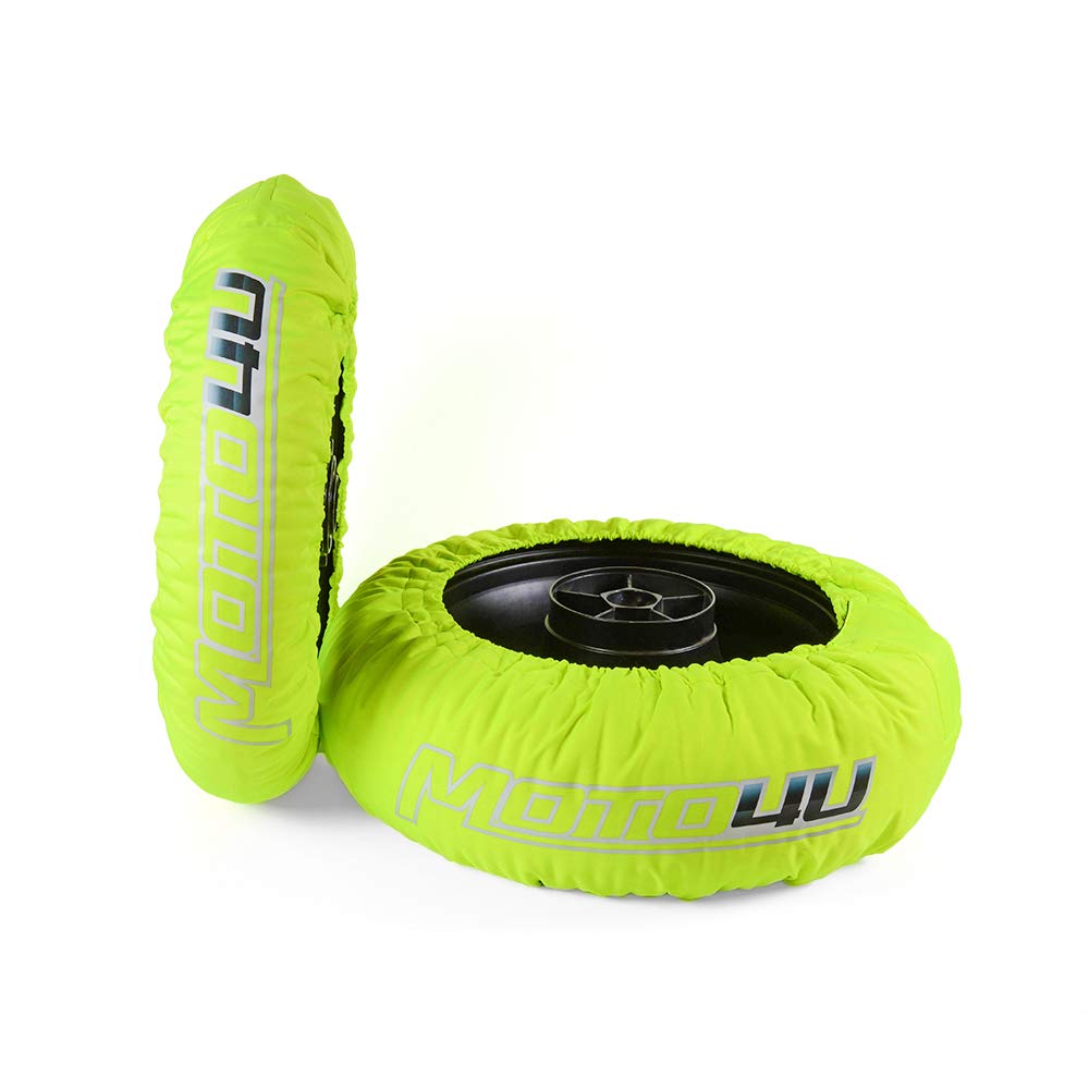 MOTO4U Motorcycle Tire Warmers Set - 120 Front & 180/190/200 Rear Racing Tire Heater Covers with 110V US Plug (Green, Single Temp) - Perfect for Track Days, Racing & Winter Storage