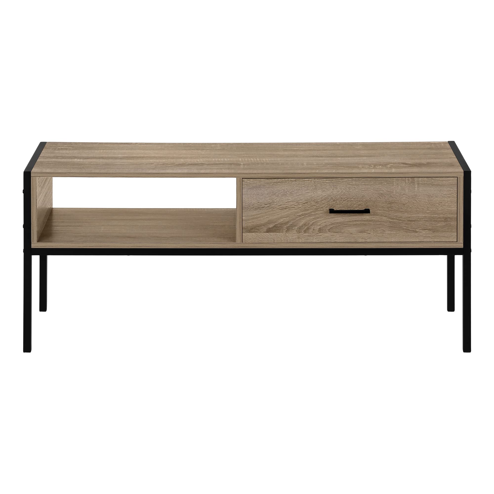 Monarch Specialties I 2876 48-inch TV Stand with Storage Drawer - Brown & Black Laminate & Metal Media Console for Living Room & Bedroom - Perfect for Entertainment Centers & Home Theater Setups