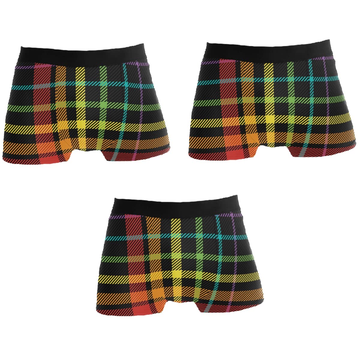 Scottish Buffalo Check Plaid Men's Boxer Briefs - 3 Pack Stretch Breathable Underwear for Men | Comfortable & Soft Cotton Blend | Perfect for Everyday Wear, Workout & Travel Gifts