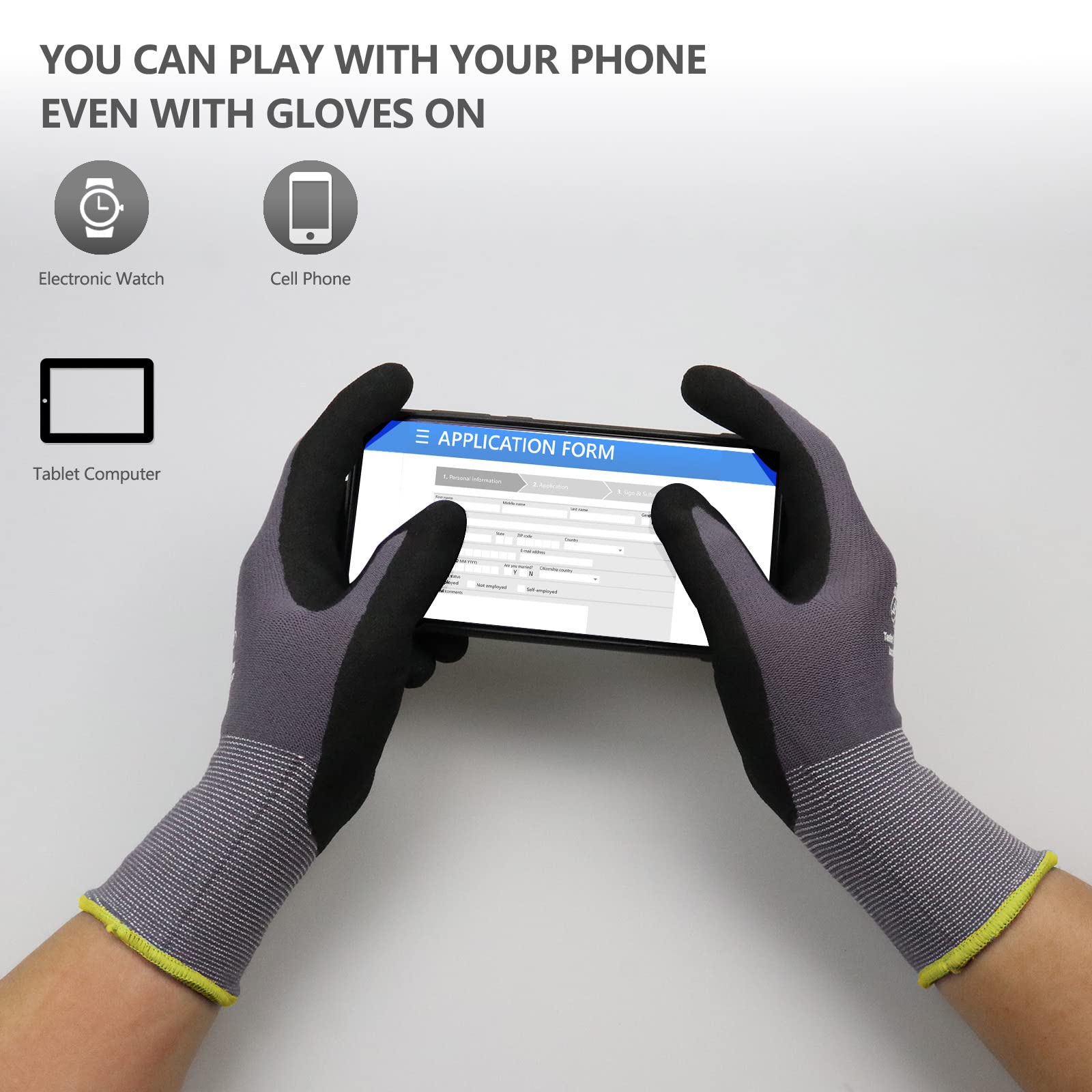 Nitrile Coated Work Gloves - 6 Pairs, Seamless Nylon for Grip & Protection - Workshop & DIY
