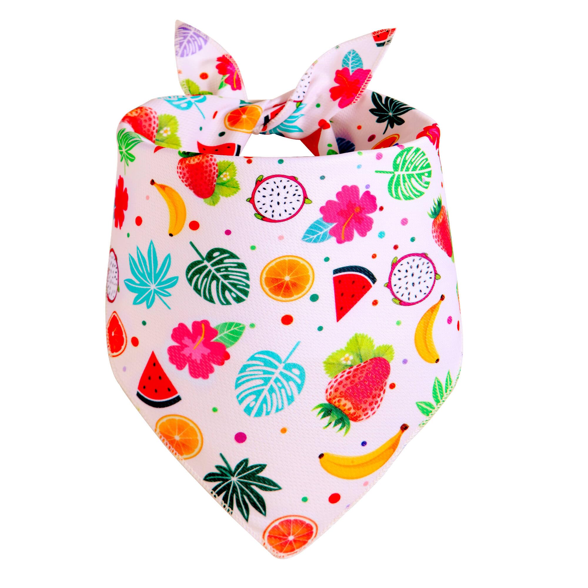 Dog Cooling Bandana for Summer - Large Size, Lightweight & Quick-Drying Polyester Blend, Adjustable Triangle Scarf with Cute Fruit Patterns - Perfect for Outdoor Walks, Beach Trips & Hot Weather Relief for Big Dogs (1PC, Great Pet Gift Idea)
