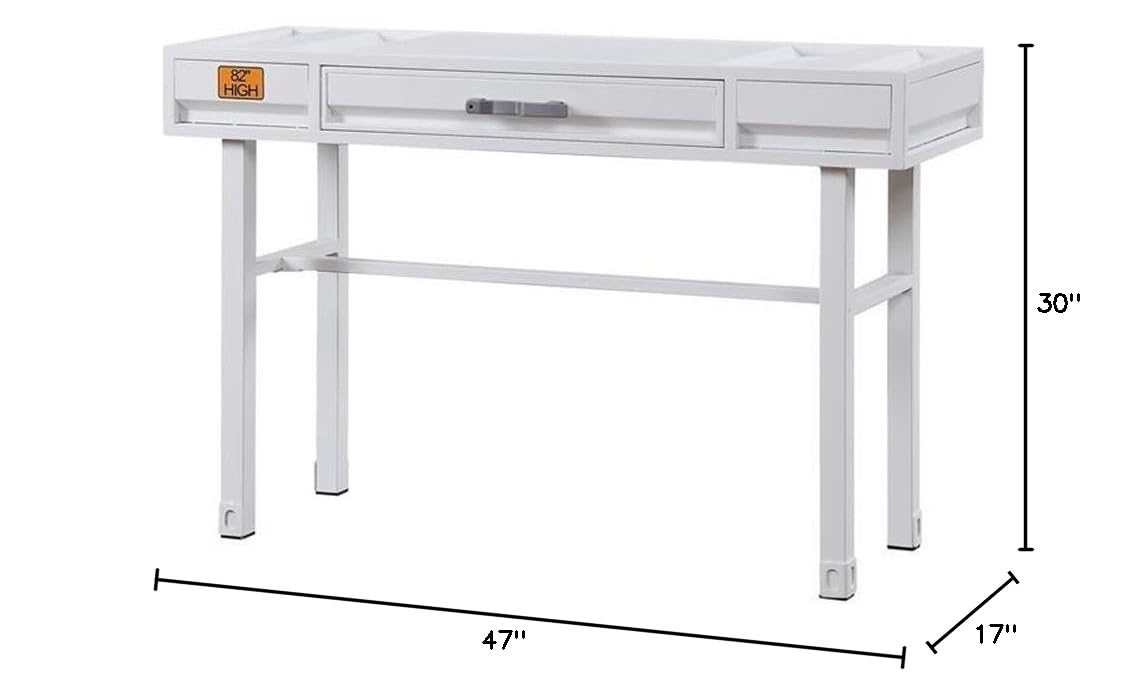 BOWERY HILL Modern White Vanity Desk with 1 Drawer - Perfect for Bedroom Makeup & Home Office Workspace