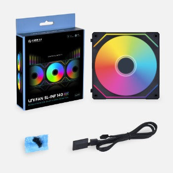 Lian Li Unifan Infinity SLIN140 140mm RGB PC Cooling Fan - Black (UF SLIN140 1B) & White (UF SLIN140 1W) - High Performance Case Fan for Gaming PC, Workstation & Custom Builds