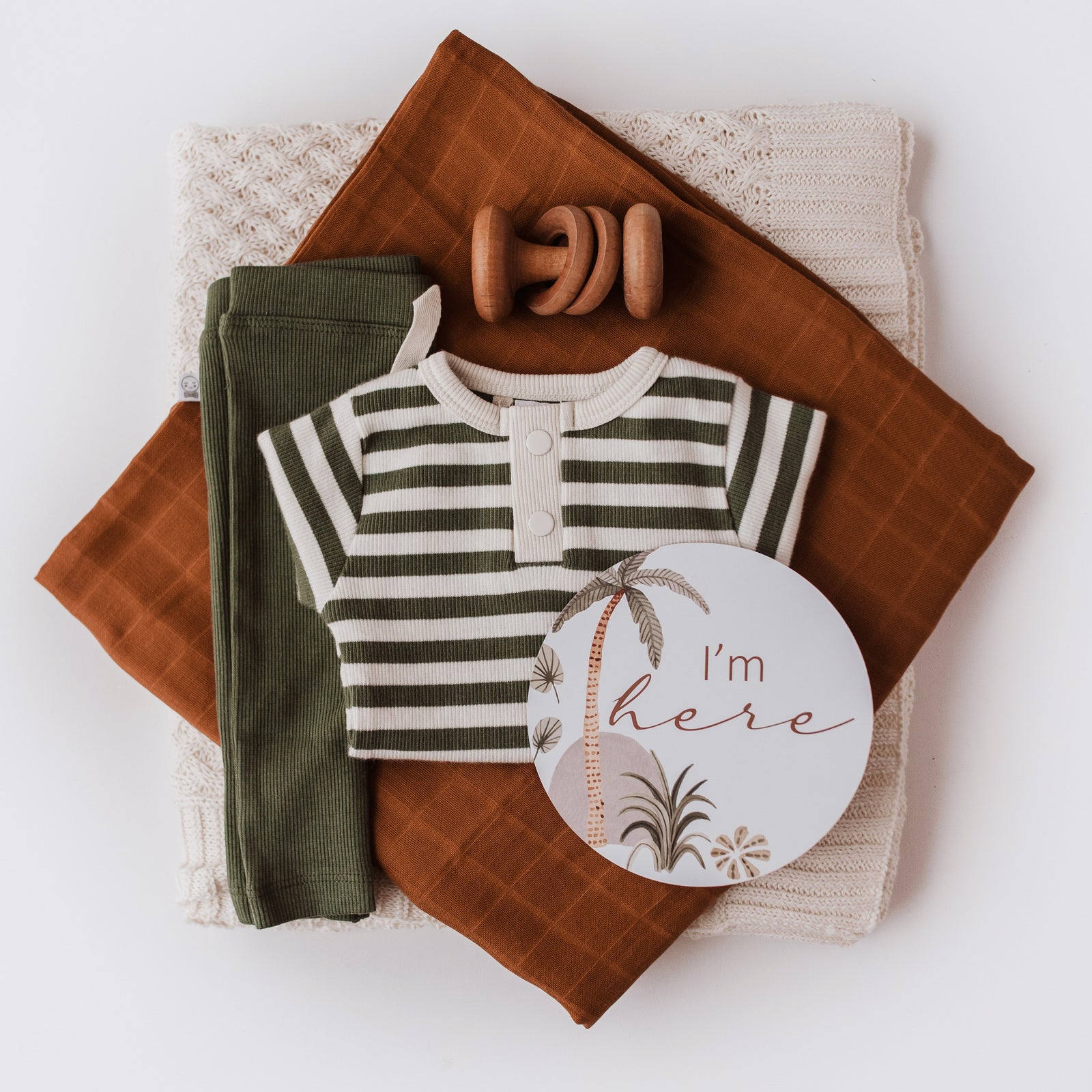Snuggle Hunny Reversible Milestone Baby Cards - Palm Springs & Hazelnut Designs | Perfect for Newborn Photo Shoots, Monthly Milestone Tracking & Baby Memory Books