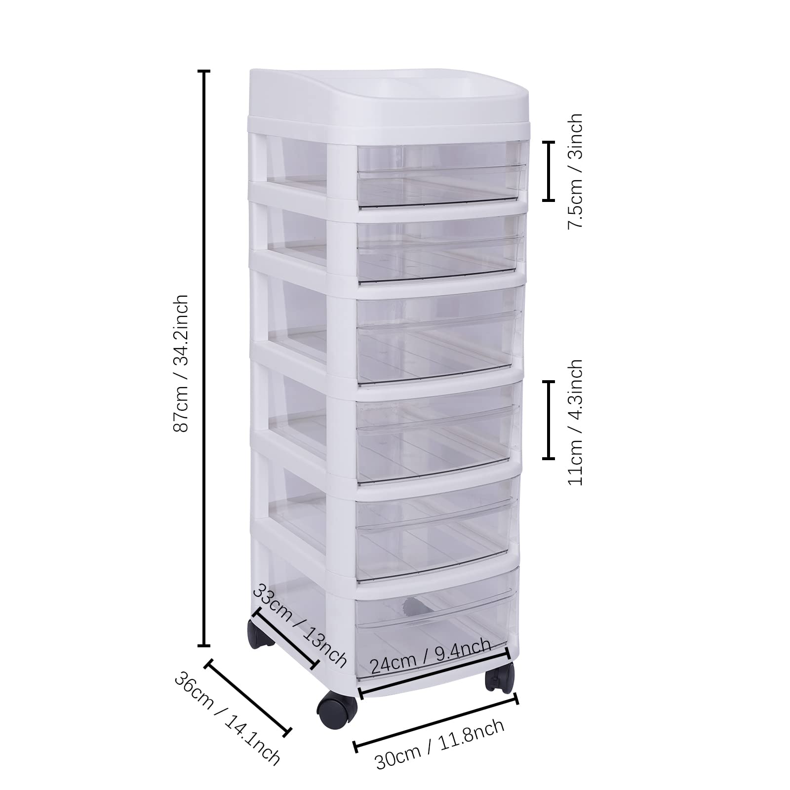 6-Drawer Rolling Storage Cart with Wheels - Plastic Organizer for Crafts, Office, Vanity, Bathroom & Bedroom | Portable Mobile Storage Solution for Home Organization & Workspace Efficiency