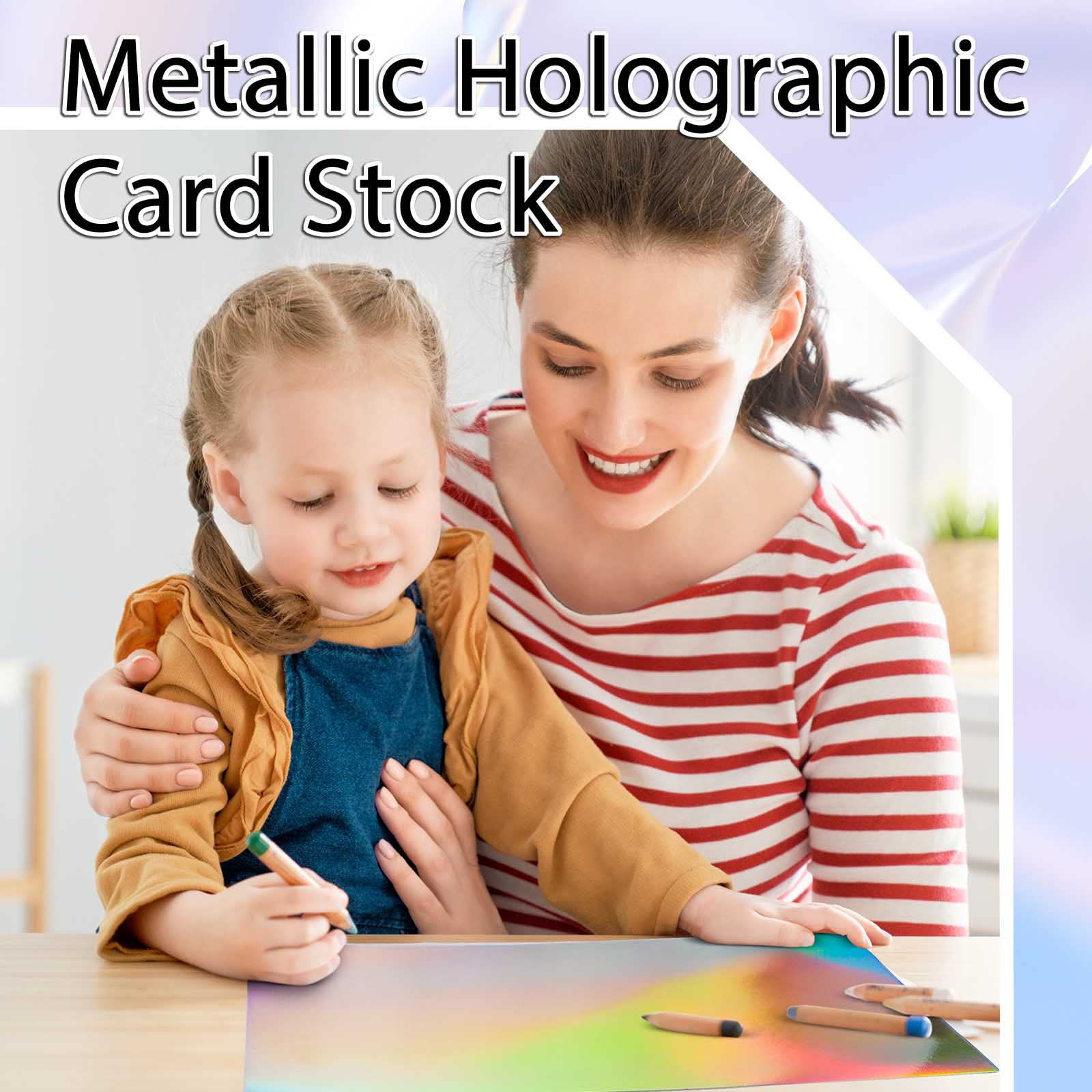 200 Sheets Metallic Holographic Cardstock Paper 8.5