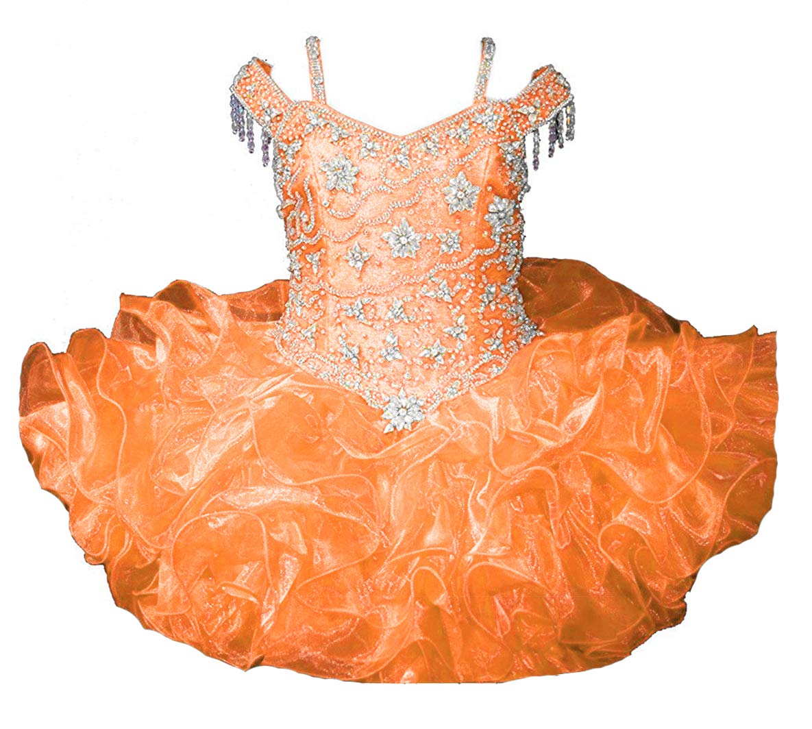Junguan Off Shoulder Cupcake Pageant Dress for Baby Girls - Glitter Tutu Party Dress for Infant Birthday, National Costume ST004 | Perfect for Pageants, Birthday Parties & Special Occasions
