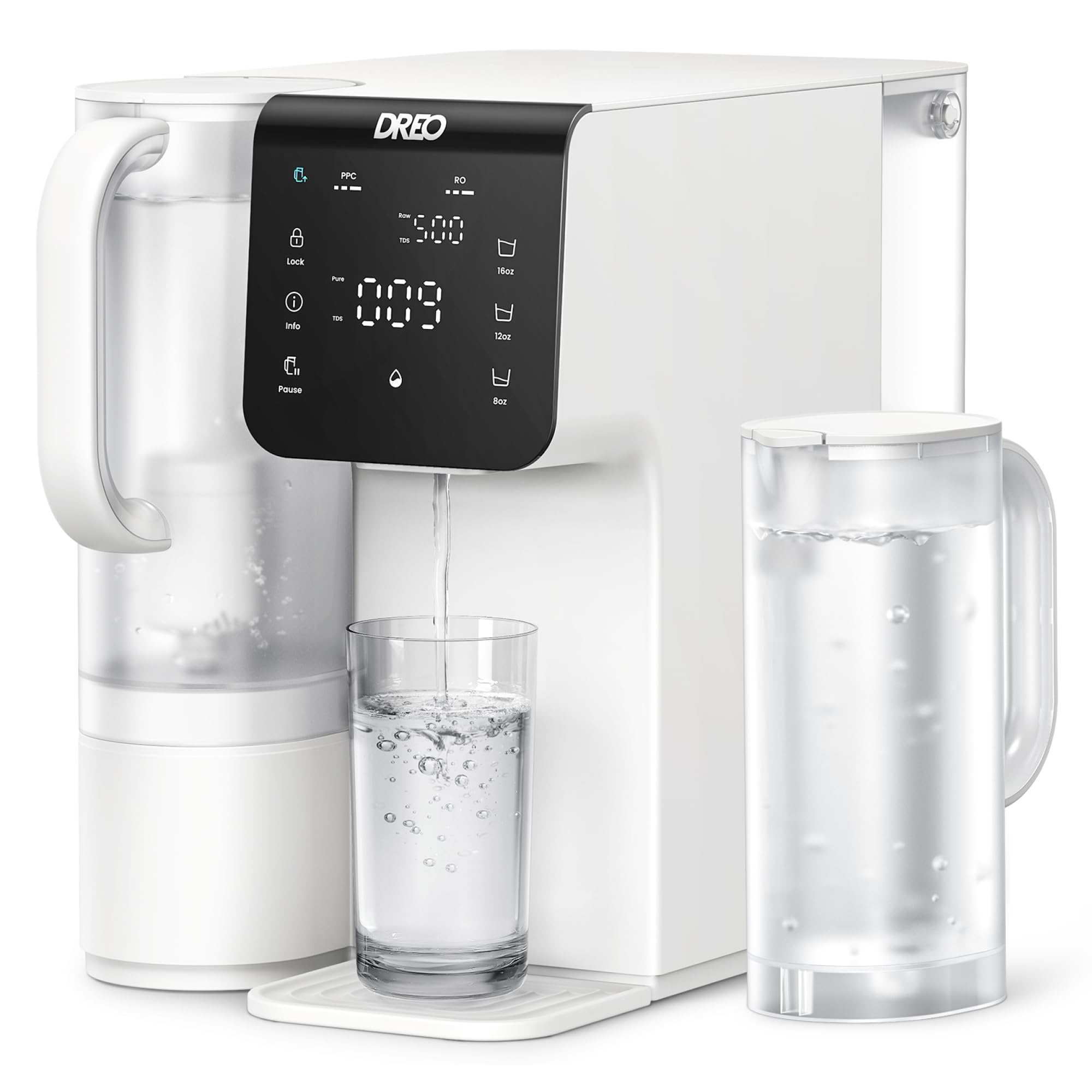 Dreo 7-Stage Reverse Osmosis Water Filter Pitcher | Countertop Portable RO Purifier | Reduces TDS, PFAS, Heavy Metals | 3:1 Pure to Drain Ratio | Perfect for Home, Office & Travel Hydration