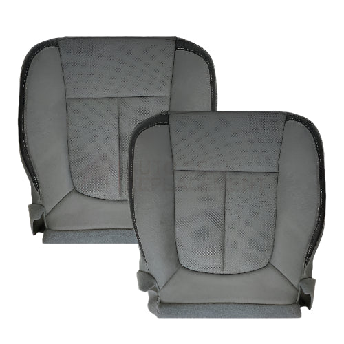 2011-2014 Ford F-150 Platinum Edition Perforated Genuine/Synthetic Leather Seat Covers - Steel Gray with Black Trim | Premium Car Interior Upgrade for Comfort & Style