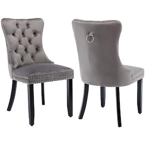 C-1 Grey Velvet, Wood Legs