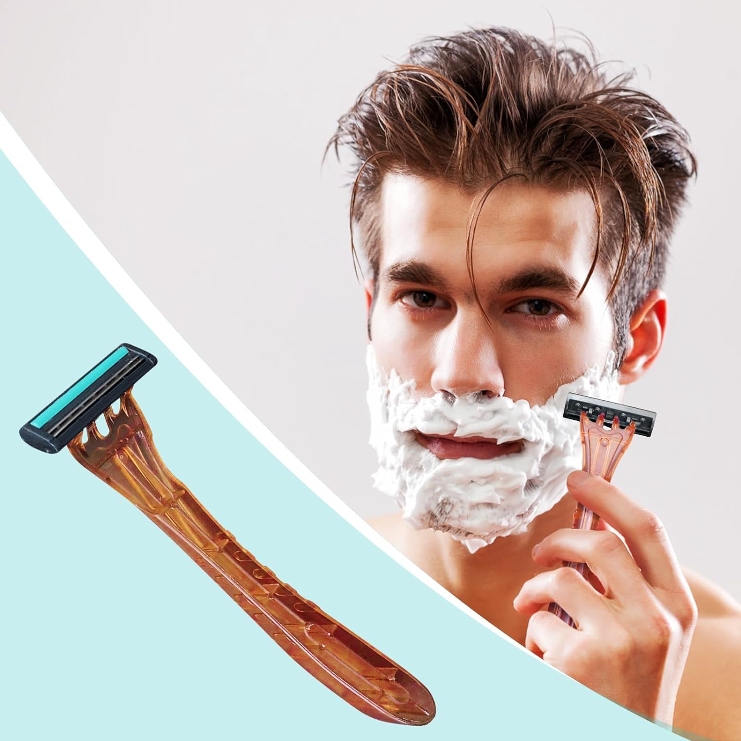 500 Count Kheoxusa 3-Blade Disposable Razors - Individually Wrapped Triple Blade Shavers for Men & Women - Perfect for Travel, Hotels, Airbnb, Gyms, Shelters & Personal Grooming