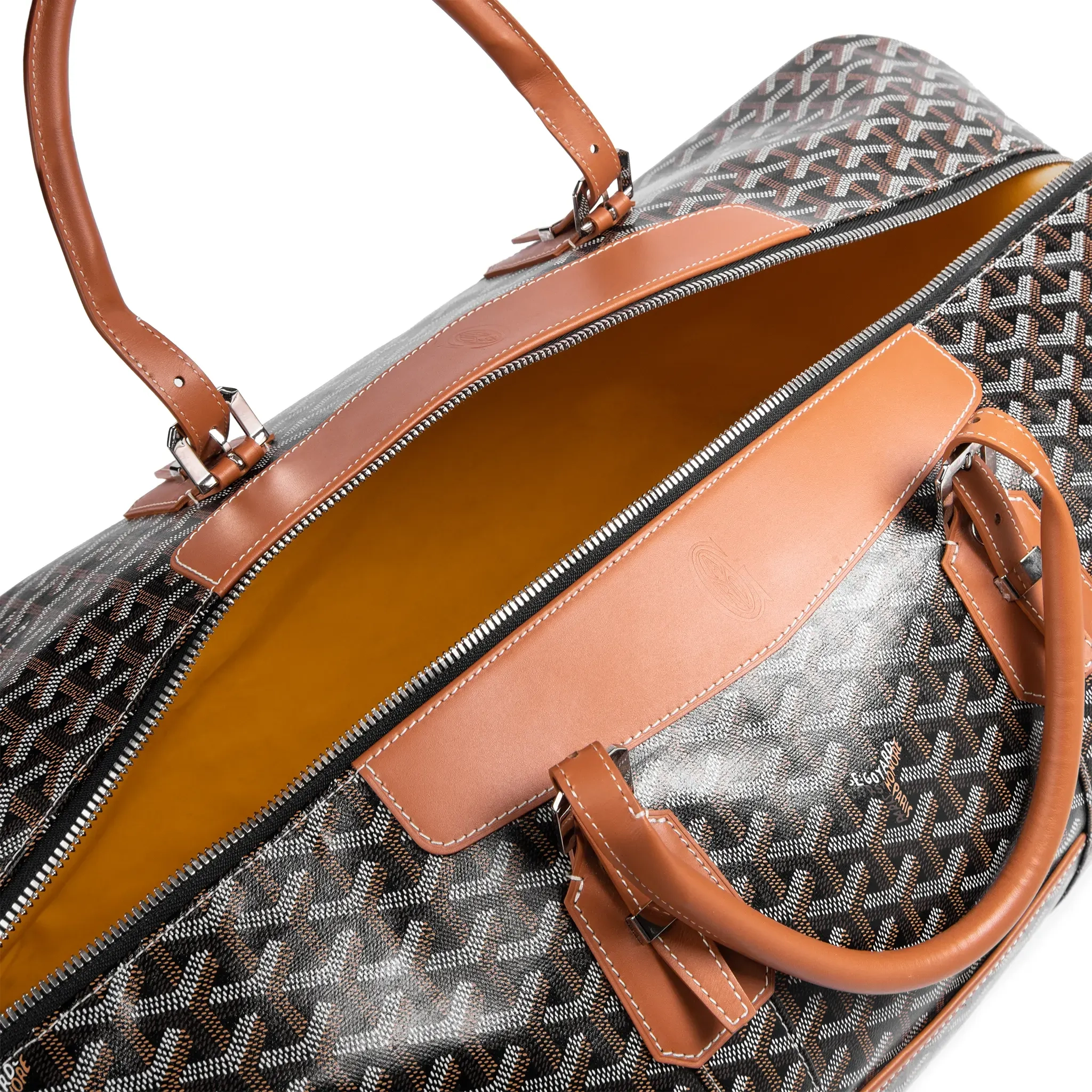 Goyard Bowling 55 Black Tan Leather Tote Bag for Women | Luxury Designer Handbag for Travel, Work & Everyday Use