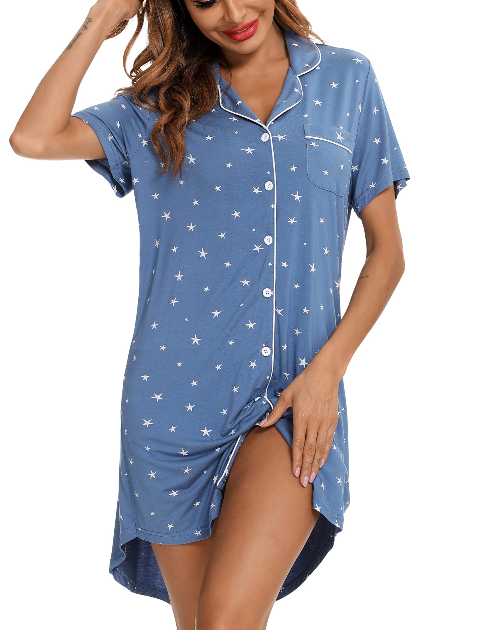 Leikar Maternity Nightgown for Women - Soft Nursing Pajamas with Long Sleeves, Comfortable Sleepshirt for Pregnancy & Breastfeeding - Perfect for Nighttime Comfort and Nursing at Home
