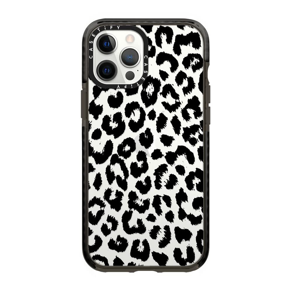 Casetify Impact Case for iPhone 12 Pro Max - Black Transparent Leopard Print Shockproof Phone Cover - Clear Black Protective Case for Everyday Use & Outdoor Activities