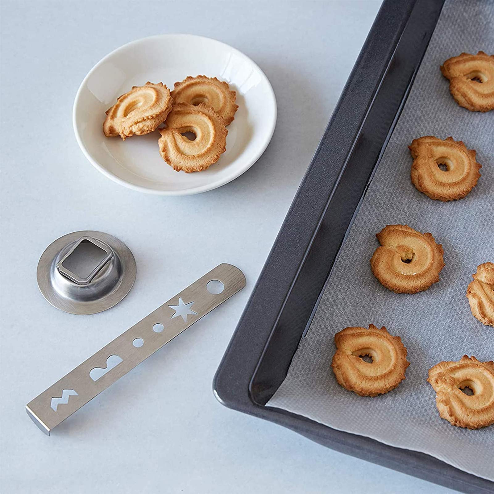Stainless Steel Cookie Press Attachment for Biscuit Pastry Maker - Dough Extruder for Churros, Cookies & Meat Mincing | Perfect for Baking, Party Snacks & Holiday Treats