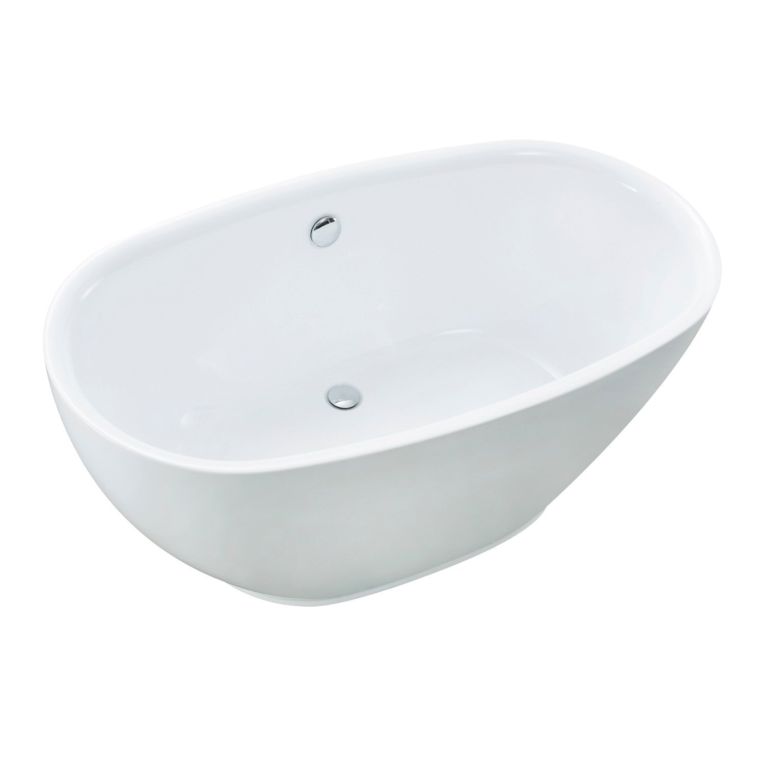Aqua Eden 55 Inch Acrylic Oval Freestanding Bathtub - Glossy White Double Ended Soaking Tub with Drain | Modern Bathroom Luxury for Spa-Like Relaxation at Home