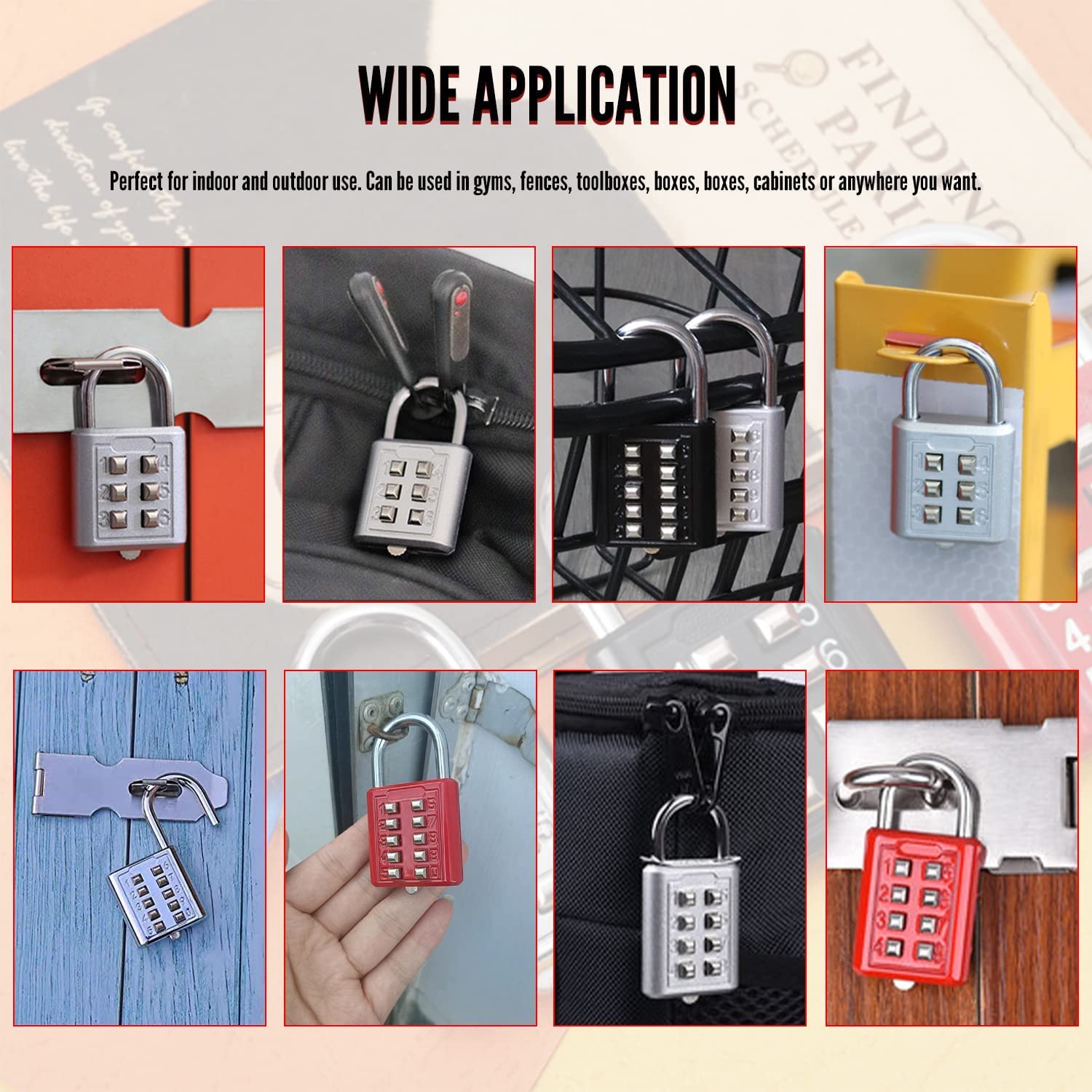 Bettomshin 3-Pack 10-Digit Combination Padlock - Secure Button Digital Lock for Gym Lockers, Toolboxes, Drawers, Fences & Cases - Durable Electric White - Perfect for School, Travel & Home Security