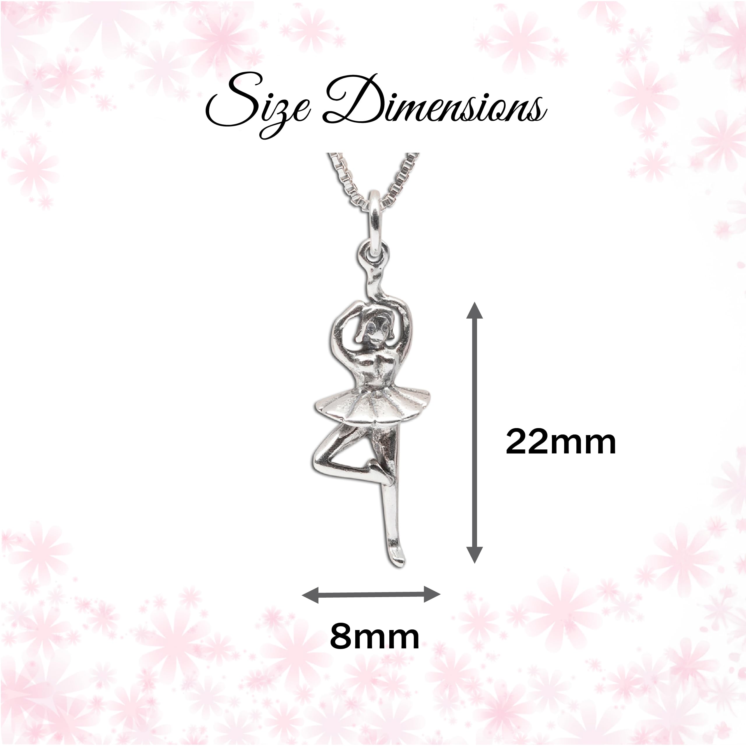 Precious Pieces Sterling Silver Ballerina Charm Necklace for Girls - Perfect for Birthdays, Dance Recitals & Special Occasions