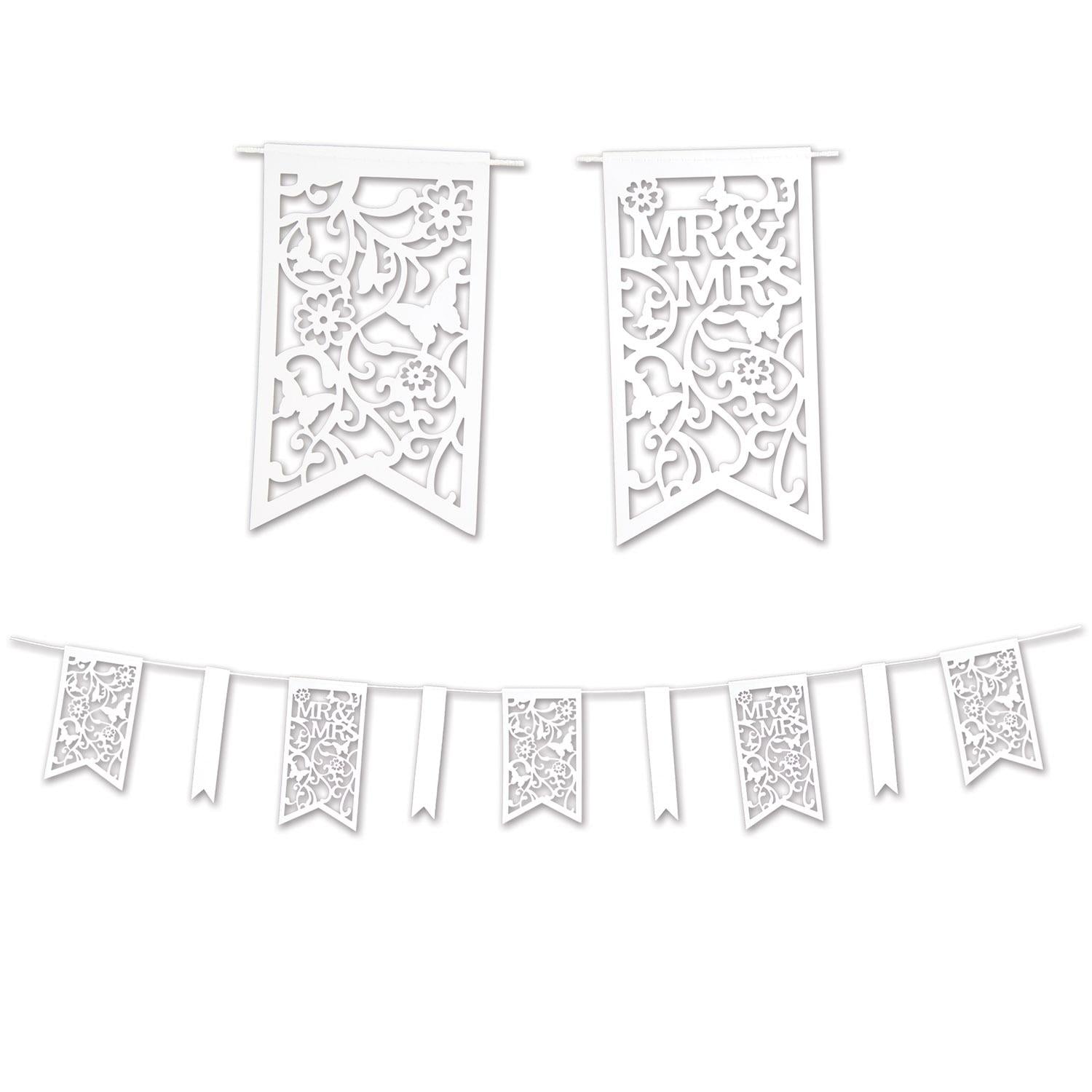 12 Pack Beistle Die Cut Mr/Mrs Wedding Party Pennant Banner - Perfect for Wedding Decorations, Bridal Showers & Anniversary Celebrations