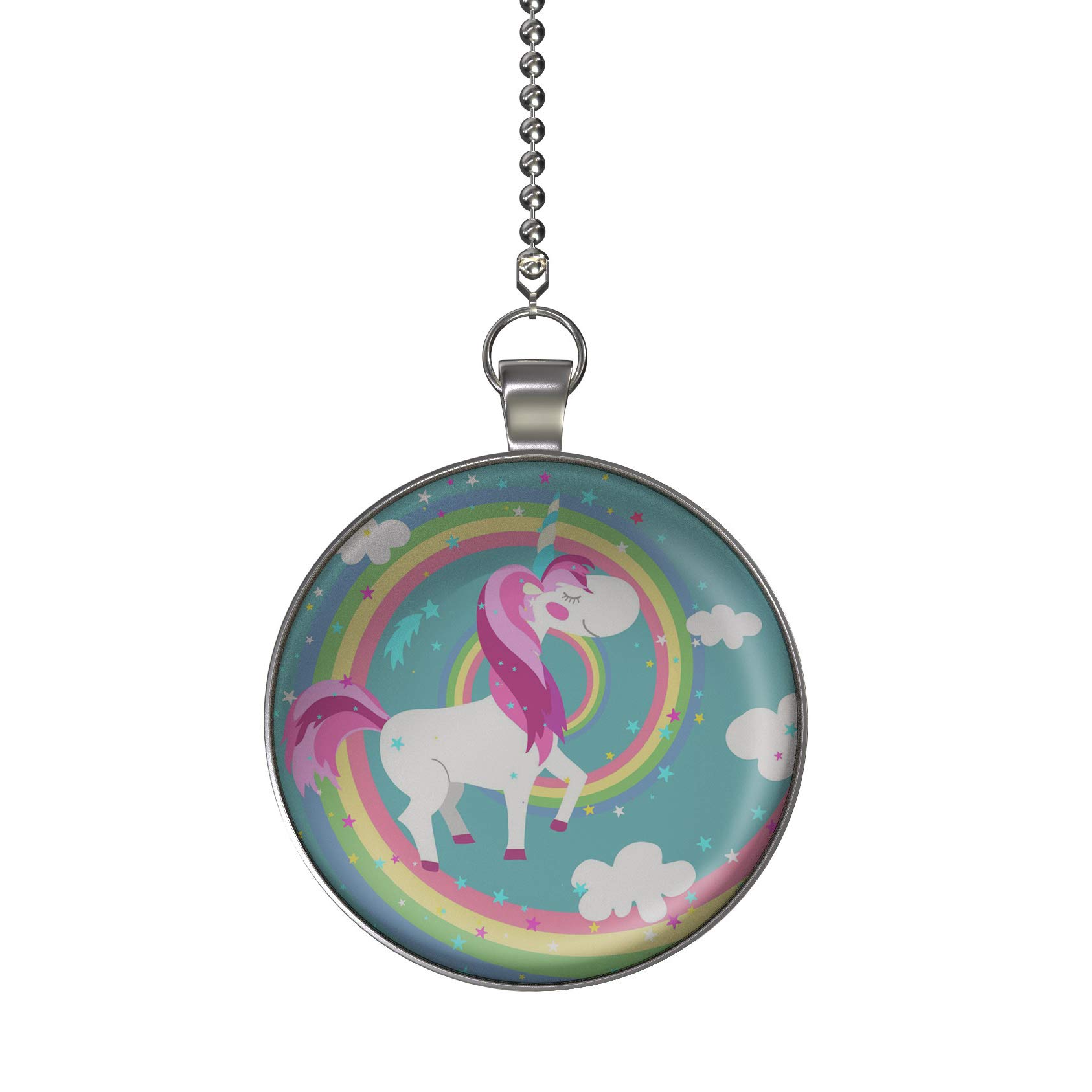 Unicorn Rainbow Swirl Ceiling Fan Pull Chain & Light Pendant - Decorative Pull Cord for Kids Room, Nursery, Bedroom, and Ceiling Fan Accessories