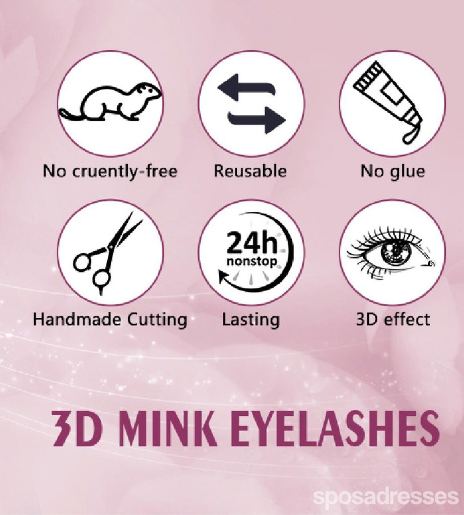 3D Mink Eyelashes - 2 Pairs Natural Fake Lashes for Volume & Length | Cruelty-Free, Reusable False Eyelashes for Daily Wear, Parties & Special Occasions