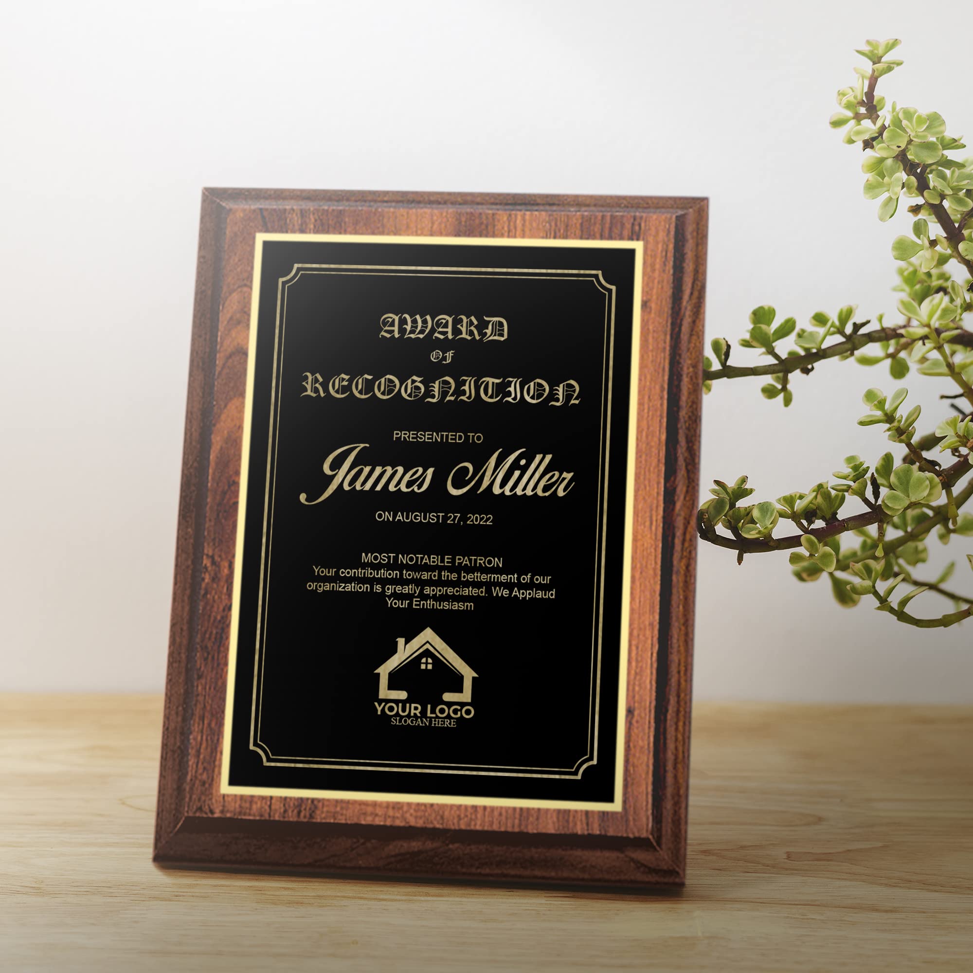 Custom Engraved Cherry Wood Plaque 8x10 - Personalized Employee Award for Recognition, Teachers, Retirement & Appreciation - Perfect for Office Decor, Milestone Celebrations & Corporate Gifts