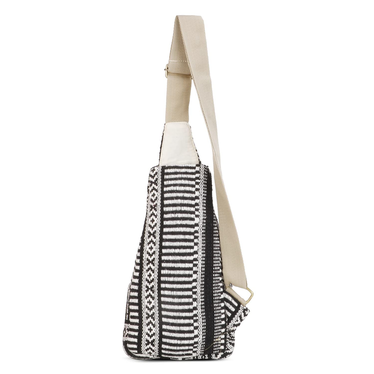 Eco-Friendly Hemp Sling Backpack - Adjustable Crossbody Shoulder Bag for Men & Women - Black & White - Perfect for Travel, Hiking & Daily Commute