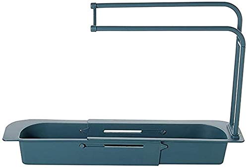 Expandable Sink Storage Rack - Durable Plastic Kitchen Organizer for Dish Soap, Sponge & Gloves - Built-in Towel Dryer - Easy Assembly (Blue) | Perfect for Small Kitchens, Apartments & RV Living