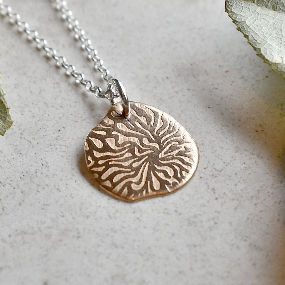 Coral Small Patterned Pendant Necklace for Women - Elegant Boho Jewelry Gift for Birthday, Anniversary & Everyday Wear