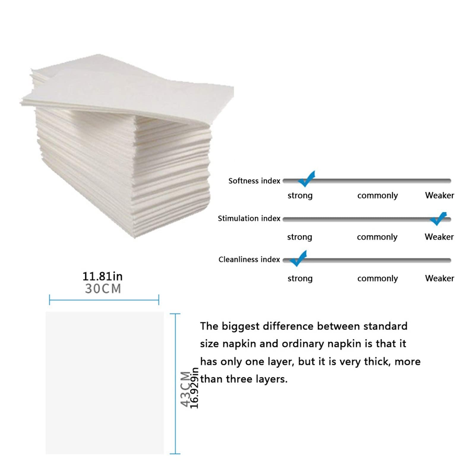 VSOLS 100pcs Disposable White Tissue Paper - Single Layer Dust-Free Napkins 30x43cm (11.8