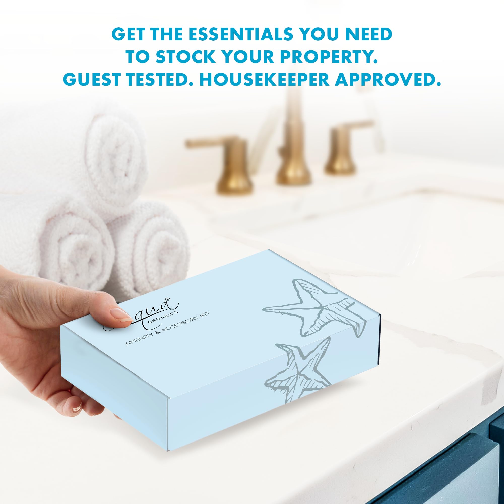 Aqua Organics Travel Amenity & Accessory Kit - 60 Sets with 1 oz Shampoo, Conditioner, Lotion, Body Wash, Soap Bars, Shaving Kit, Dental Set & Makeup Wipes | Perfect for Hotels, Spas, Airlines & Luxury Gift Baskets