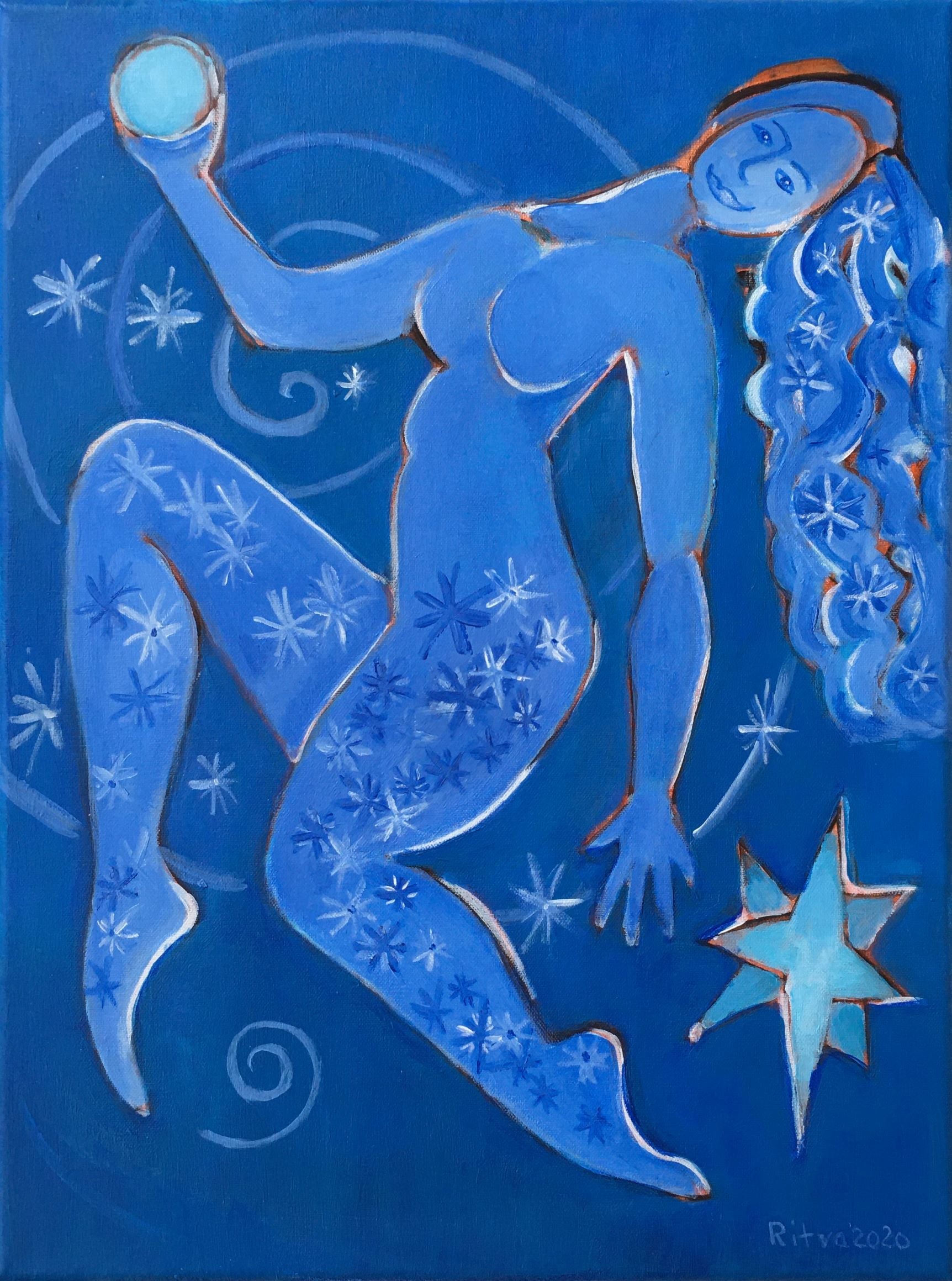Ritva Kangasperko Blue Constellation Print - Stylish Home Decor for Living Room, Bedroom & Office Wall Art