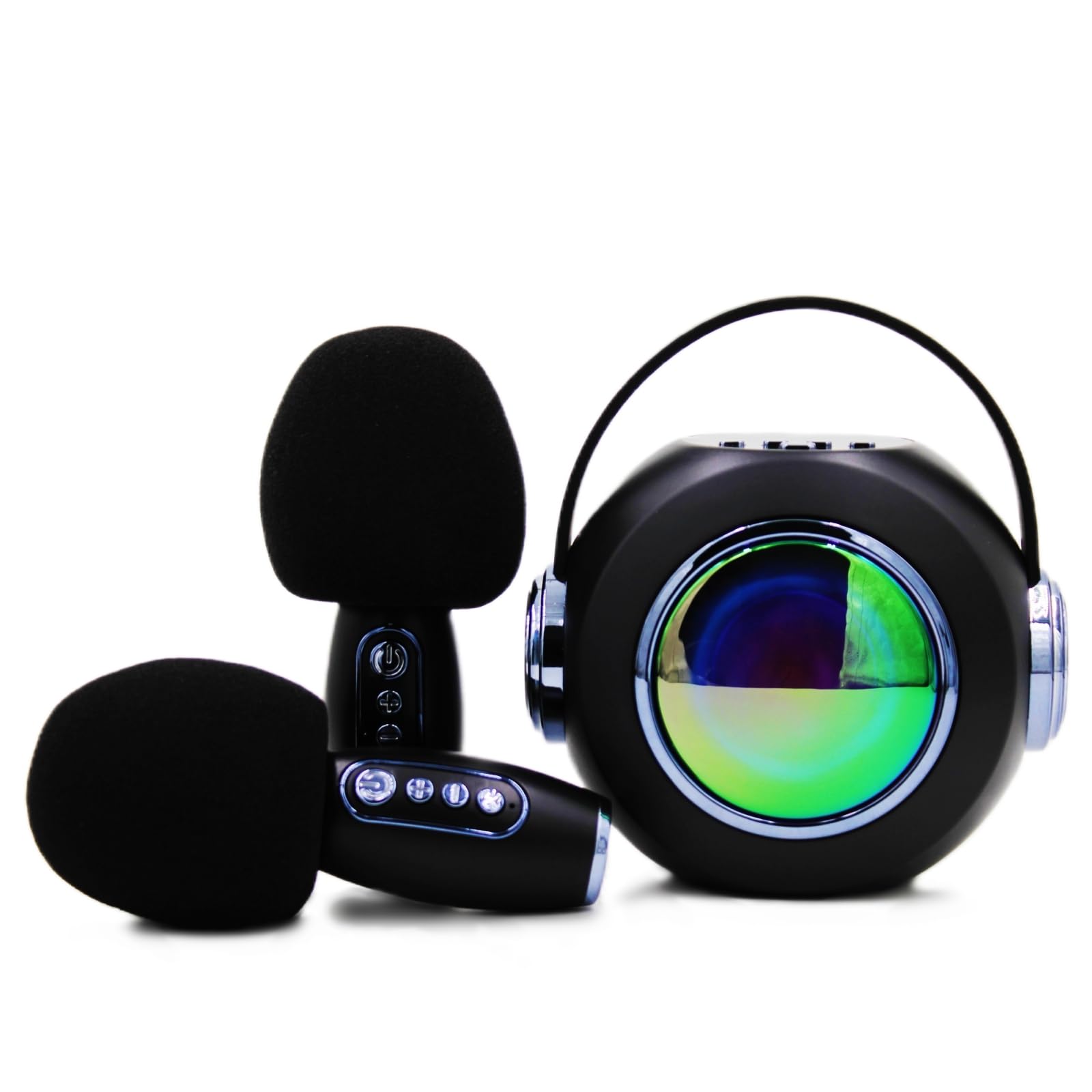 **Kids Bluetooth Karaoke Machine with 2 Wireless Microphones - Portable Speaker for Singing, Music Player for Parties, Gifts for Boys & Girls - Perfect for Birthday, Family Gatherings & Home Entertainment (Black)**