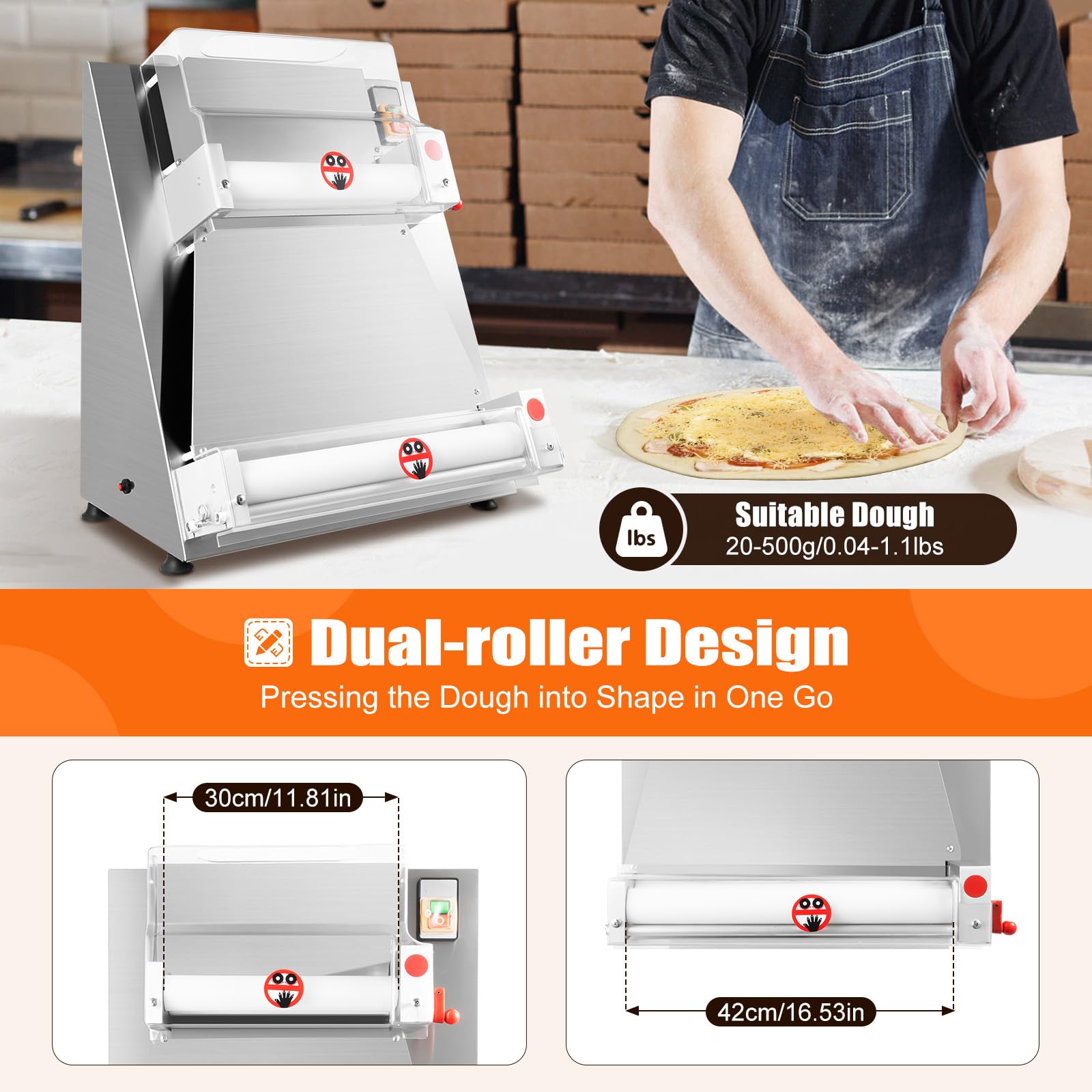 370W Automatic Pizza Dough Press Machine 4-16