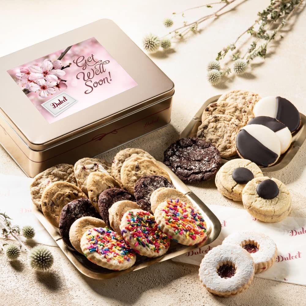 Premium Get Well Soon Gift Basket - Thoughtful Care Package for Women, Men, Wife, Girlfriend, Mom, Daughter, Dad, Son & Coworkers | Deluxe Snacks & Gourmet Food Gifts by Dulcet | Perfect for Hospital Recovery, Housewarming & Family Celebrations
